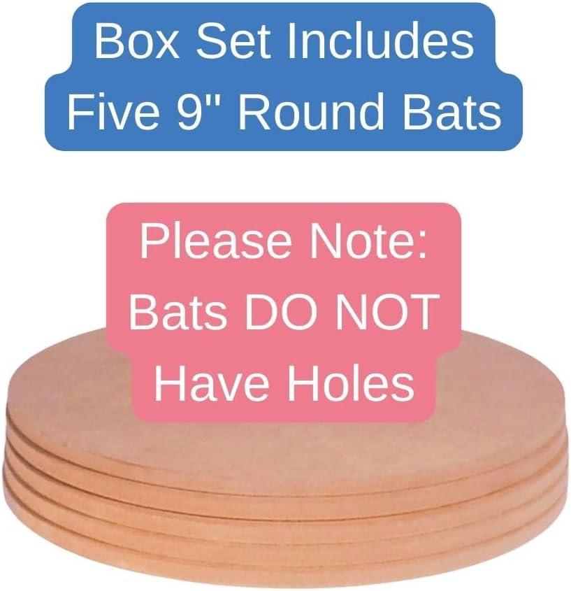 Penguin Pottery Bats 9 Inch Round Medex MDF Set of 5 - Round Pottery Wheel Bats Without Holes for Bat Pins - Pottery Bat for Small Hobby - Use Wet Clay to Fix in Place