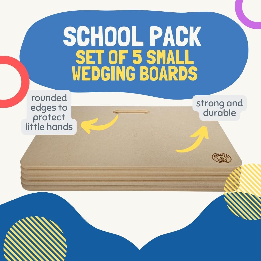 Penguin Pottery School & Studio Pack - Portable Clay Wedging Board with Built-in Handle - Premium Wedging Board for Pottery - Clay Board for Crafts Arts Ceramics Pottery Tools (Set of 5 Small Boards)