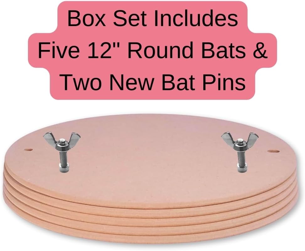 Penguin Pottery Bats 12 Inch Round Medex MDF Set of 5 - Round Pottery Wheel Bats with Pre-Drilled Bat Pin Holes Set 10 Inch Apart - Fits Most Standard Pottery Wheel Brands