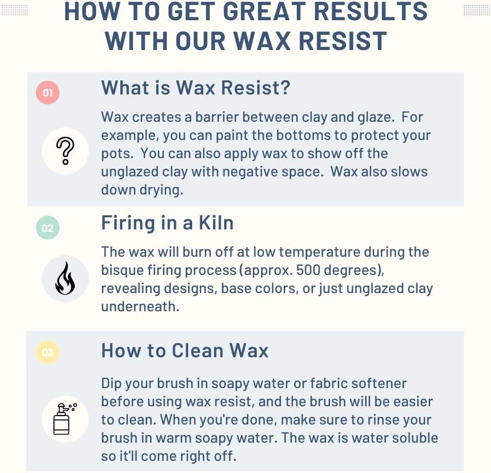 Penguin Pottery Ceramic Wax Resist for Pottery Glaze, Clay Glaze, Slip Clay Use Pottery Wax Resist with Underglazes in Pottery Kiln - Alternative to Latex Resist for Pottery (1/2 Gallon | 1.9 Liters)