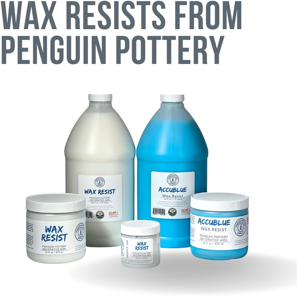 Penguin Pottery Ceramic Wax Resist for Pottery Glaze, Clay Glaze, Slip Clay Use Pottery Wax Resist with Underglazes in Pottery Kiln - Alternative to Latex Resist for Pottery (1/2 Gallon | 1.9 Liters)